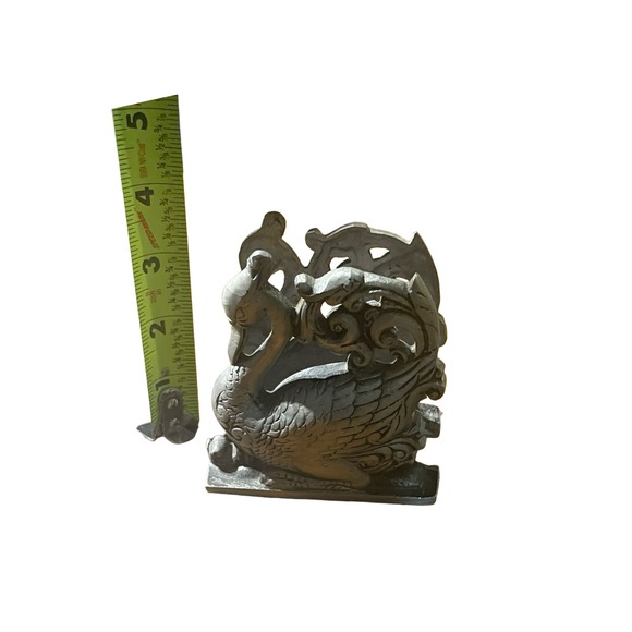 Vintage pewter swan coaster holder and coaster set boho, beach, feminine - Picture 8 of 9